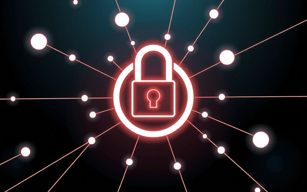 Image of a digital padlock and secure network lines, representing data privacy and intellectual property protection.